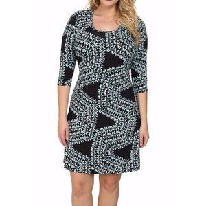 Karen Kane Confetti Geometric Print Swing Dress Size XL New Long Sleeves Stretch
